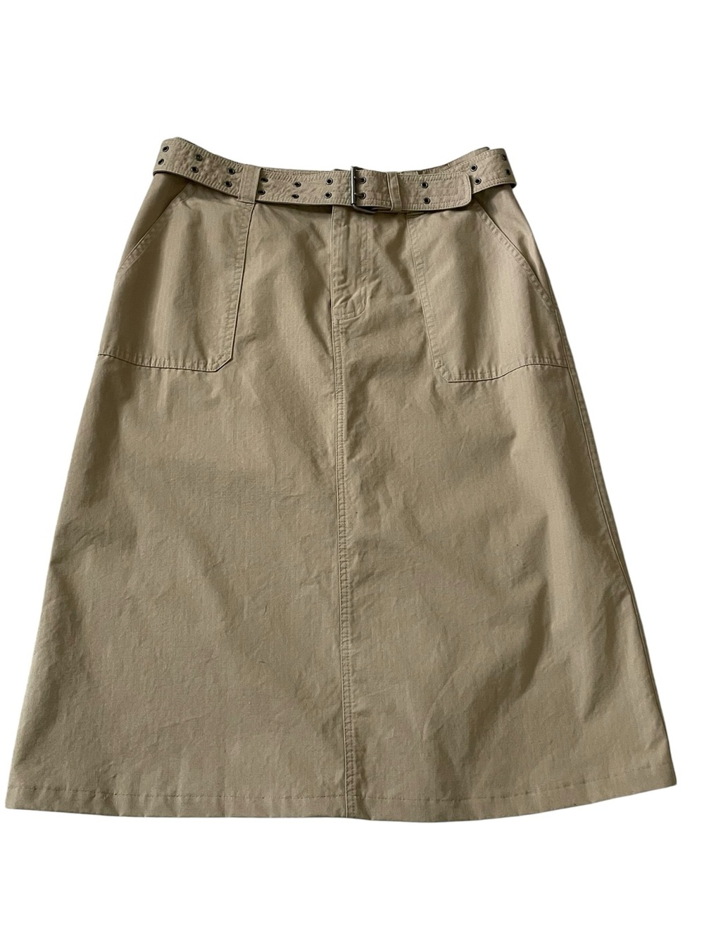Liz Claiborne Khaki A-Line Utility Skirt with Belt